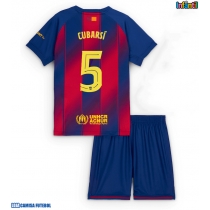 Camisa de Futebol Barcelona Pau Cubarsi #5 Equipamento Principal Infantil 2025-26 Manga Curta (+ Calças curtas)